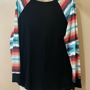 Colorful Striped Sleeve Women's Top